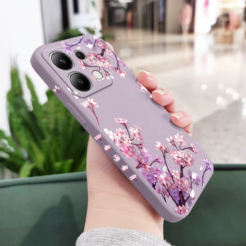 Xiaomi Handyhülle mit Blumenmuster aus Flüssigsilikon in Blau für Redmi Note 14 13 12 12S 11 11S 10 10S 9 9S Pro Plus 4G 5G - Bild 2