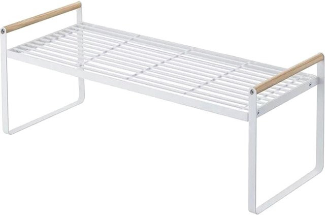 Multifunktionaler Meterk Lagerregal-Organizer aus Metall und Holz in Weiß, stapelbar - Bild 1