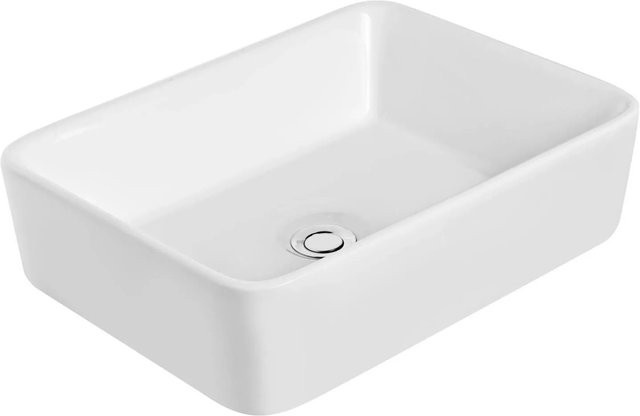 Kerra Aufsatzwaschbecken KR-182 aus Keramik in Weiß Glänzend, rechteckig - Bild 1