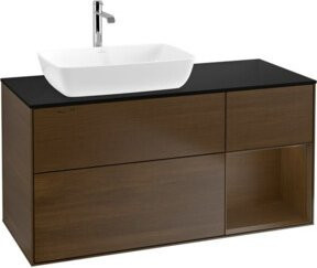 V&B Waschtischunterschrank Finion mit Wandbeleuchtung in Walnuss, Breite: 120 cm - Bild 1