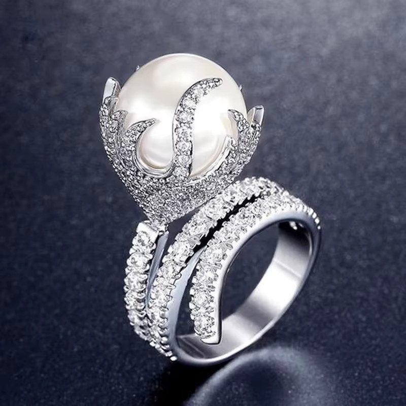 Huitan Damenring, Silber, Perle, Zirkonia - Bild 2