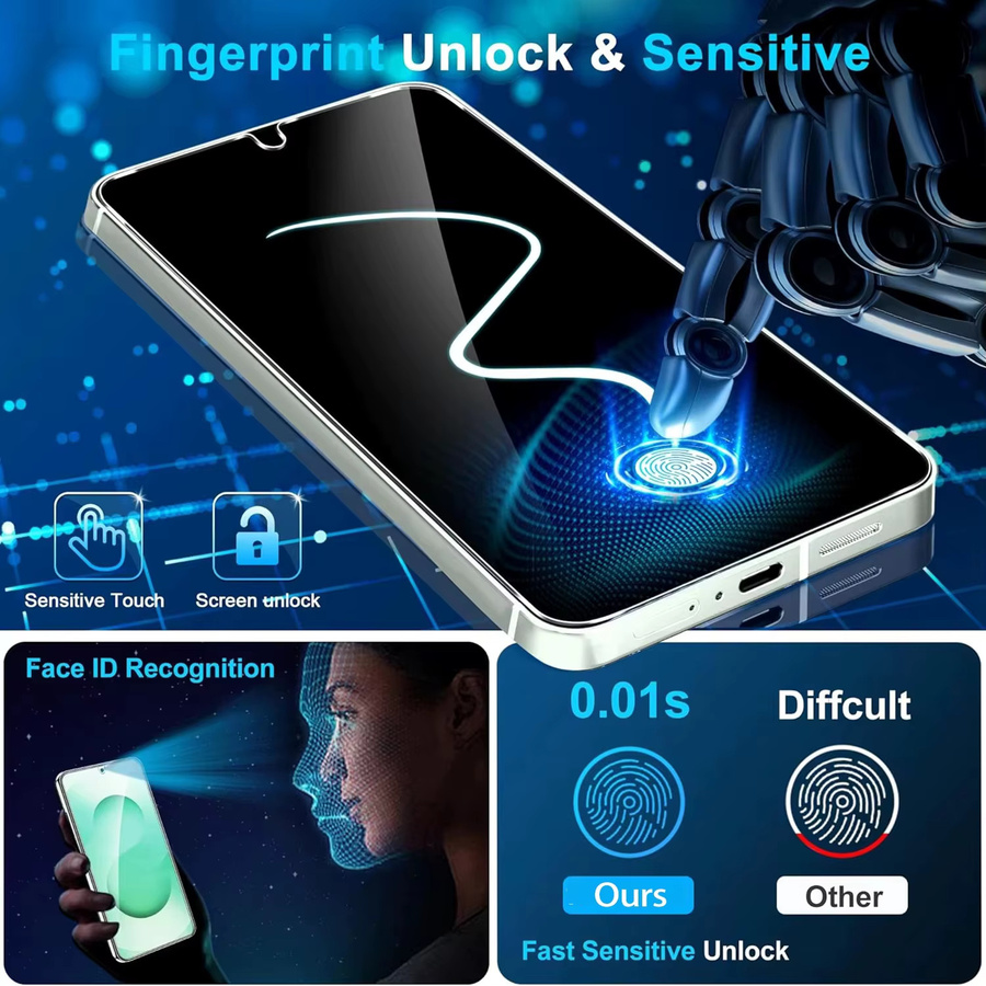 Samsung Displayschutzfolie aus gehärtetem Glas für Galaxy S24 und S25, 9H Härtegrad, transparent - Bild 2