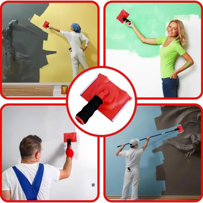 Professioneller Kantenpinsel für Wand und Decke zur präzisen Farbtrennung in Weiß und Rot - Bild 2