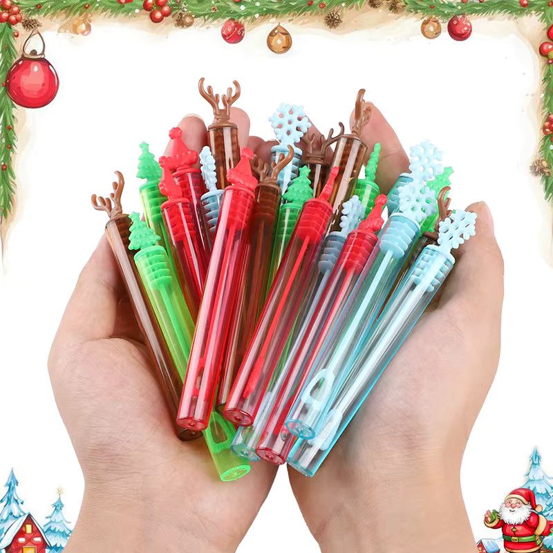 12er Set ZQNYCY Seifenblasenflaschen für Weihnachten und Neujahr mit Schneeflocken und Rentier Motiven in Multicolor für Kinder - Bild 3
