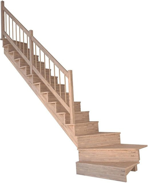StarWood Treppe Lindos Pro Eiche Gewendelt in Braun, Länge: 80 cm, Setzstufen mit Holz-Design-Geländer, FSC-zertifiziert - Bild 1