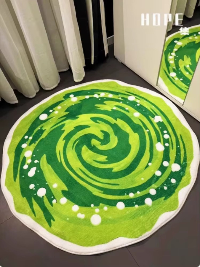 VIKAMA Runder Teppich in Grün mit abstraktem Design, rutschfest und schmutzabweisend, Durchmesser: 60 cm - Bild 2