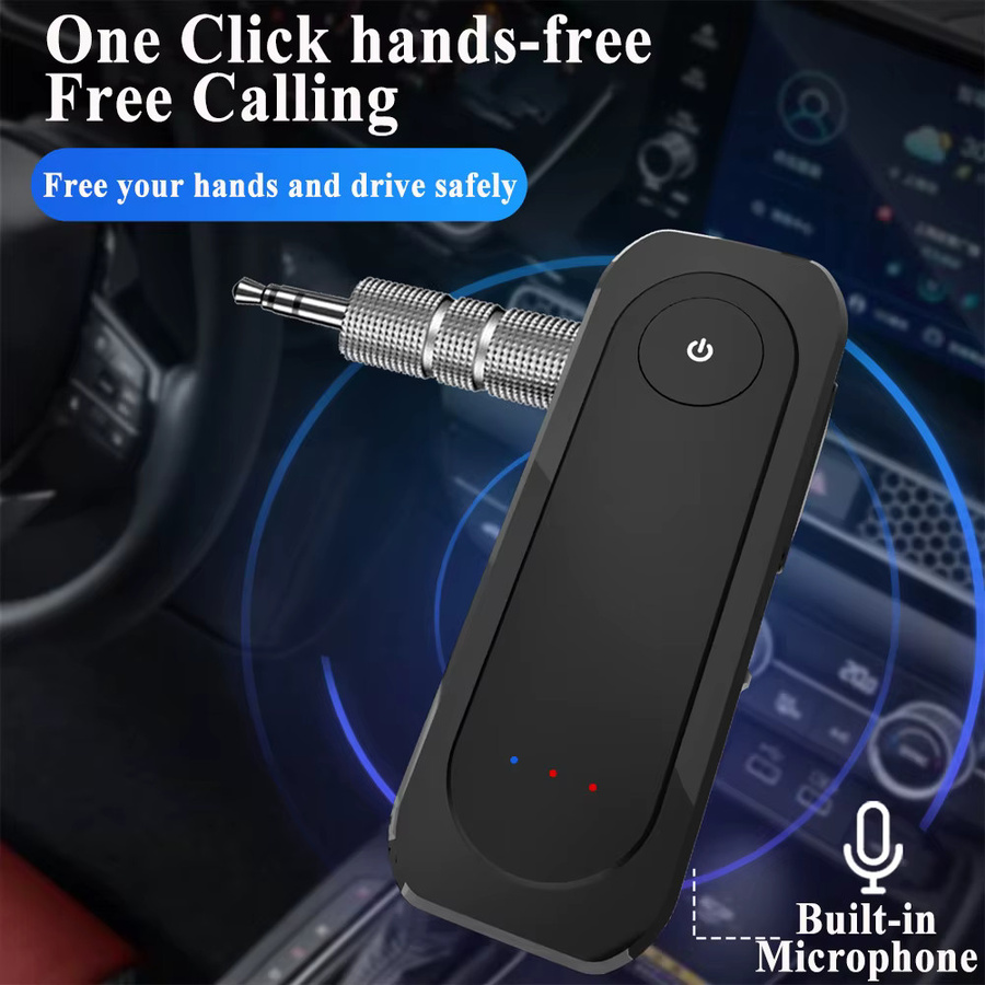 KEBIDU Bluetooth 6.0 Audio-Empfänger und Sender mit Freisprechfunktion, kabelloser Adapter mit 3,5 mm AUX-Anschluss, Schwarz - Bild 5