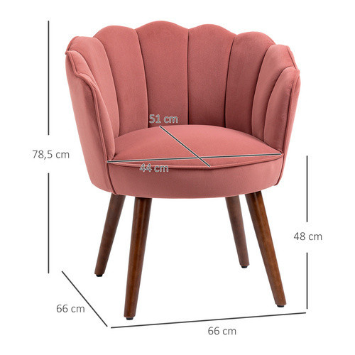 HOMCOM Esszimmerstuhl mit Rückenlehne aus Samtstoff und Gummiholz in Rosa, B/T/H: 66 x 66 x 78,5 cm - Bild 2