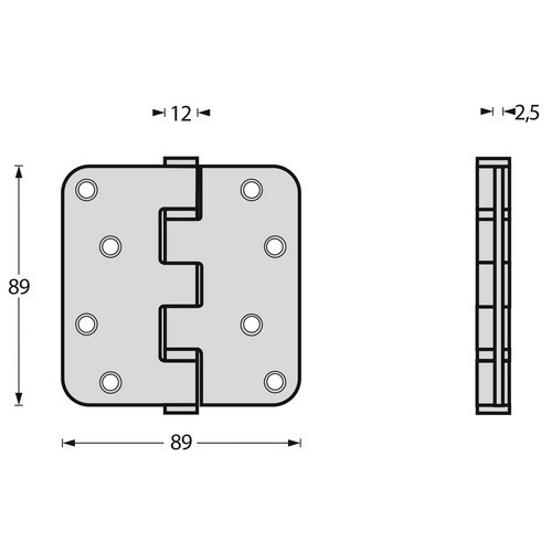 Intersteel Scharnier aus Edelstahl in Schwarz, B/H/D: 8,9 x 8,9 x 0,25 cm, belastbar bis 70 kg - Bild 2