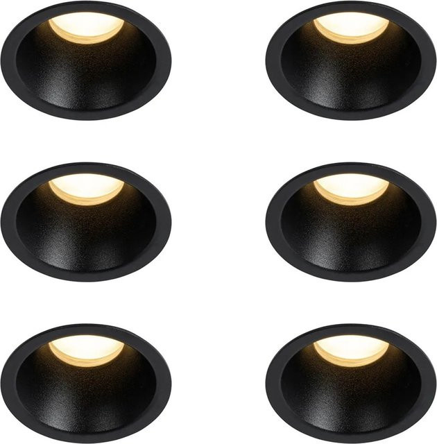 QAZQA Set mit 6 schwarzen Einbauleuchten GU10, IP44, modern, Durchmesser: 35 mm - Bild 1
