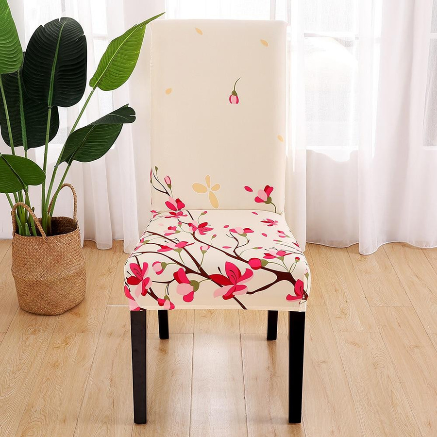 Waschbarer Stuhlbezug mit Blumen-Print aus Stretch-Material für Esszimmer und Küche, Multicolour - Bild 2