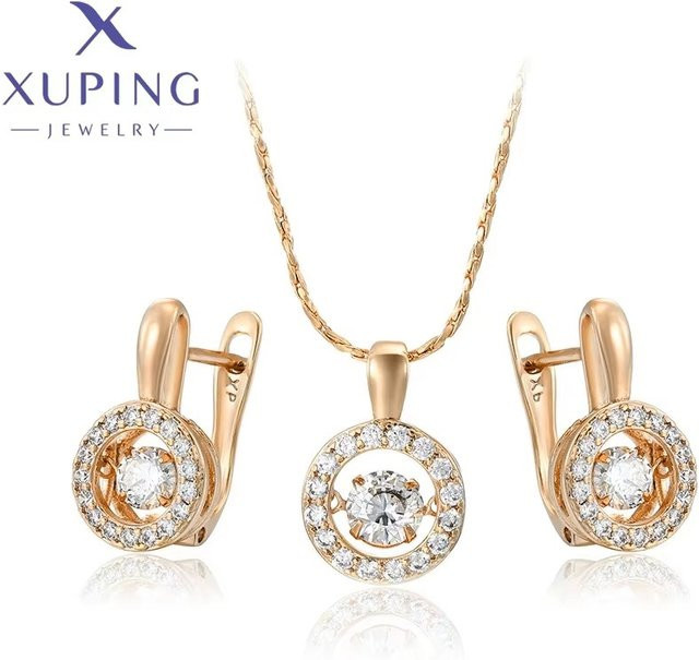Xuping Schmuckset, Halskette, Ohrringe, Roségold, Kristall, Zirkonia, Damen - Bild 1
