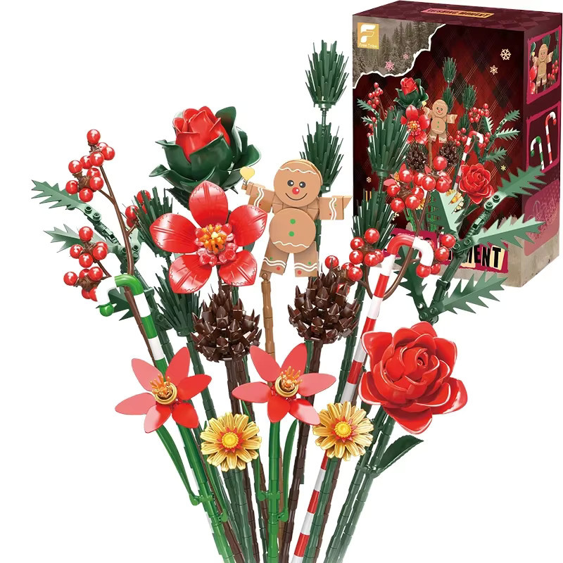 AMAZINGBLOKS Lebkuchenblumenstrauß Baukasten mit 865 Teilen, Mehrfarbige Weihnachtsdekoration als Lernspielzeug für Jugendliche - Bild 3