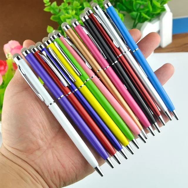 Wodemaya 2-in-1 Mini-Metall-Touchscreen-Stift mit Mikrofaser und Kugelschreiber in Gelb und Multicolour für iPad und iPhone - Bild 1