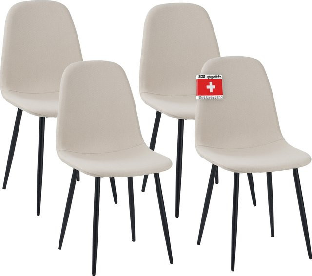 Albatros Esszimmerstuhl BARI 4er Set in Beige mit Stoffbezug im Vintage Design - Bild 1