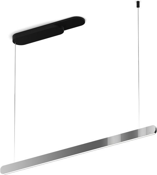 Occhio Mito linear volo 100 up LED-Pendelleuchte in Schwarz matt mit Dark Chrome Kopf, dimmbar mit Occhio air Modul und x-tra warm LED (2200K - 3500K) - Bild 1
