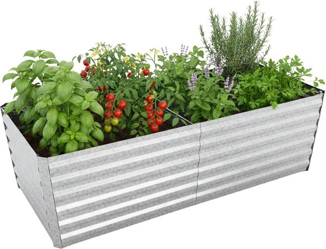 Wetterfestes Hochbeet aus verzinktem Eisen von Relaxdays in Silber, B/T/H: 180 x 57 x 90 cm - Bild 1