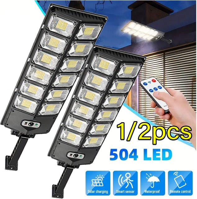 Leclstar Solar-LED-Wandleuchte für den Außenbereich mit Bewegungsmelder, 504 SMD LEDs, wasserdicht, Schwarz - Bild 1