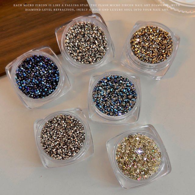 MAFANAILS Micro Pixie Kristall Nail Art Strasssteine, Blau Gold - Bild 1