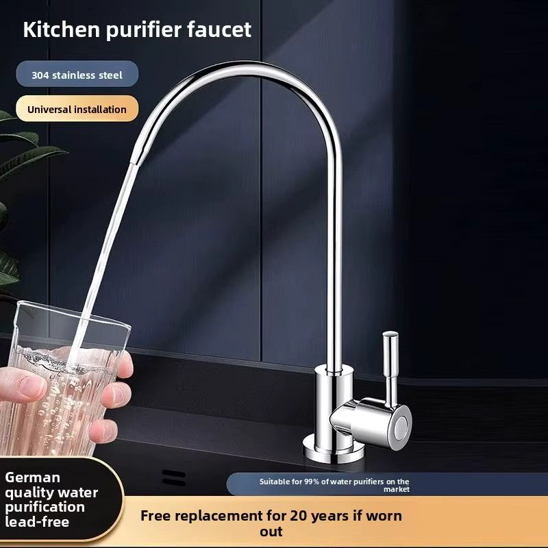 URGGU Wasserhahn aus Edelstahl 304 für Wasserreiniger mit 2-Punkt-Doppelauslass, Silber - Bild 2