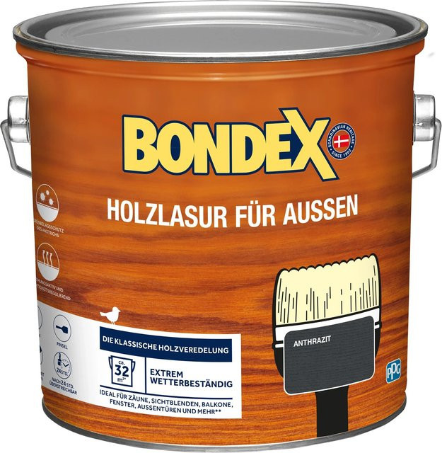 Bondex Holzlasur für Außen Anthrazit 2,5 l - Bild 1
