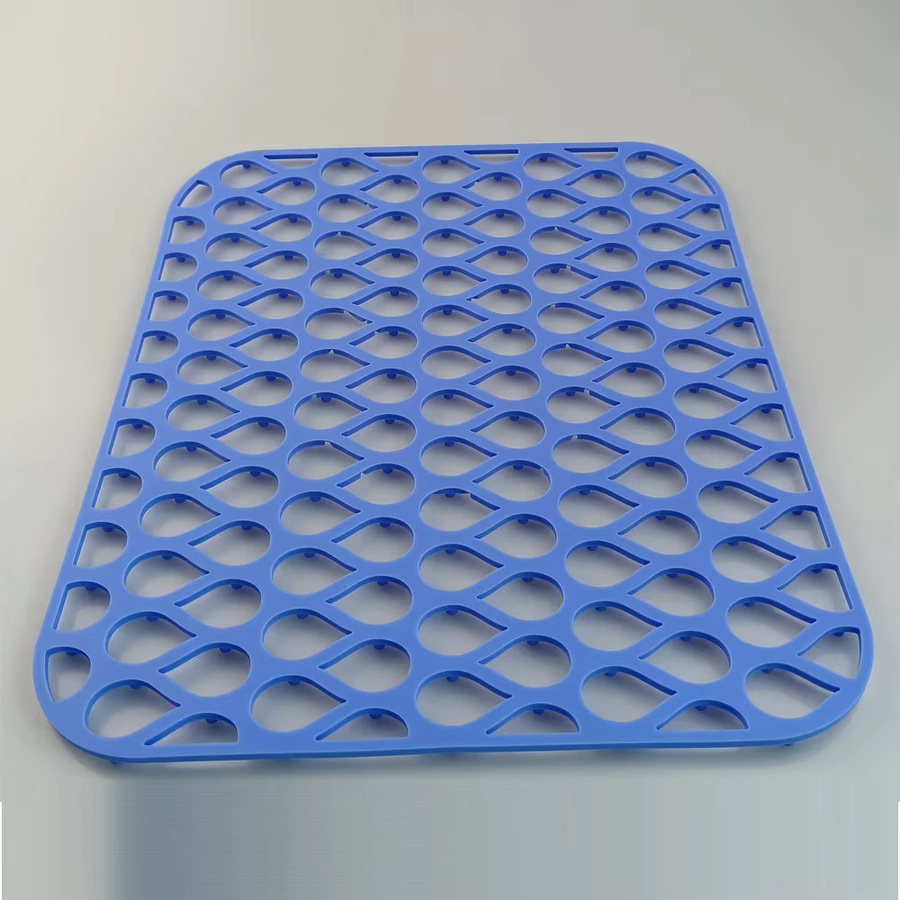 Multifunktionale Silikon Waschbecken Matte mit Filter Mesh als Abtropffläche und Schutzpad in Grau oder Blau - Bild 2