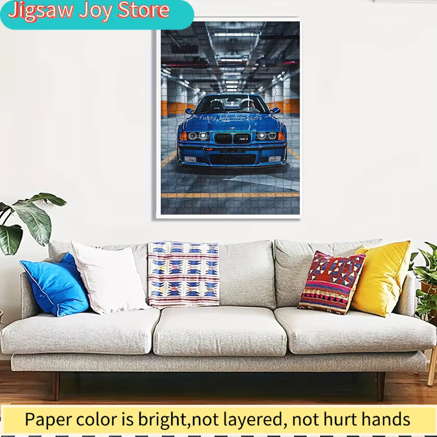 Rastar BMW M3 Sportwagen mit Parkgaragen-Szene, Papier-Puzzle, Blau - Bild 4