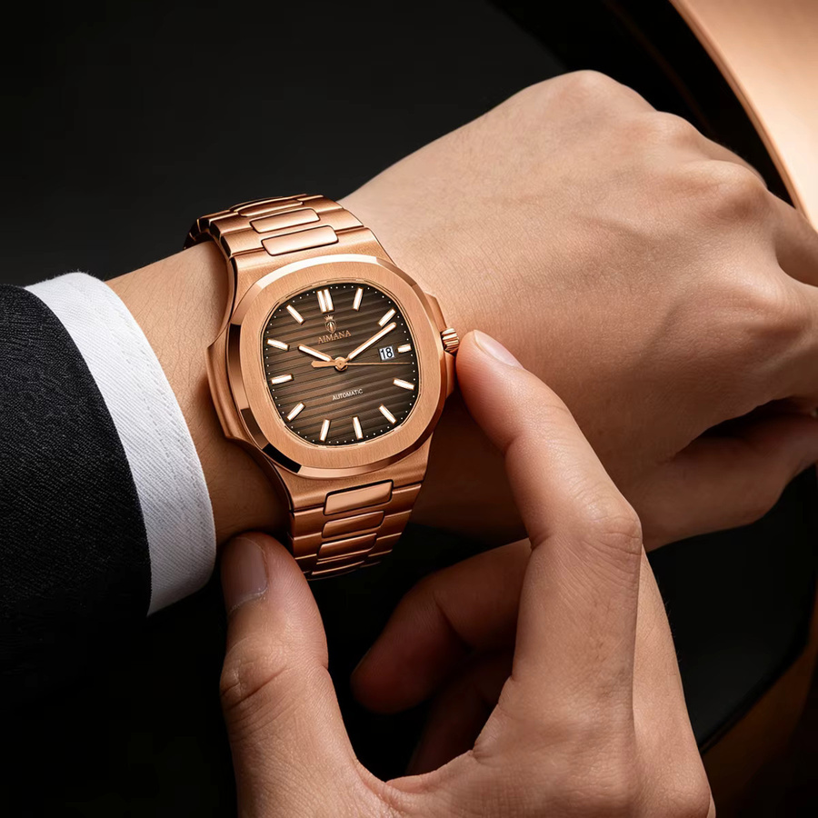 AIMANA Automatik-Armbanduhr, Edelstahl, Roségold, Herren - Bild 2