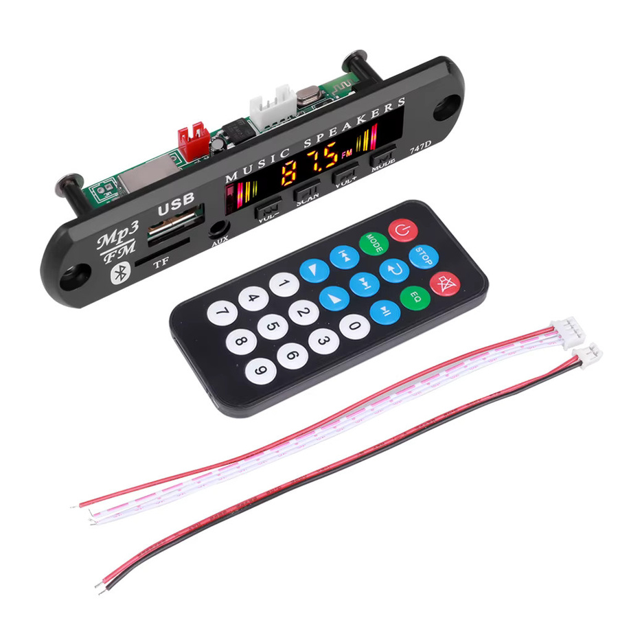 Kebidumei Bluetooth 5.0 Car Kit Audio Modul in Schwarz mit USB, AUX, TF und Radio für 9V bis 12V DC, MP3 WMA Decoder Board für verlustfreie Musikwiedergabe im Auto - Bild 4