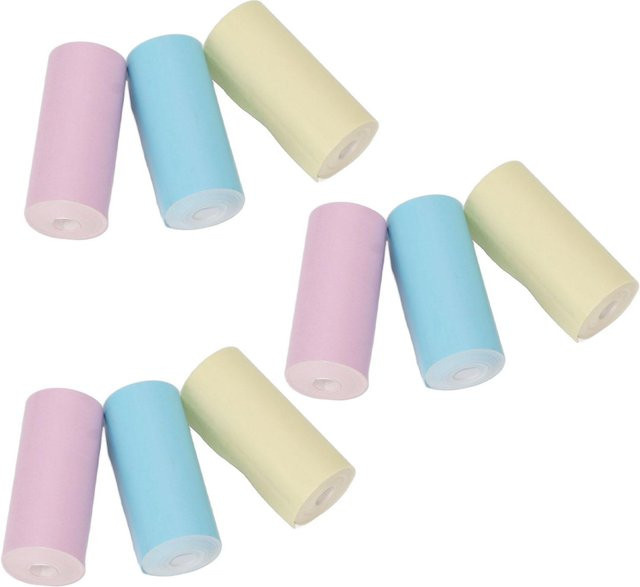 9 Stück Mini-Druckpapierrollen von Igeteck in Weiß, Schwarz und Multicolour, selbstklebend und kompakt tragbar - Bild 1