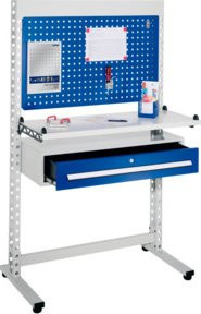 Kappes Steharbeitsplatz ErgoPlus Mod. 7 mit breitem Gestell und Bodenausgleichsfüßen in Grau, Blau und Multicolour, B/T/H: 177 x 400 x 107 cm - Bild 1