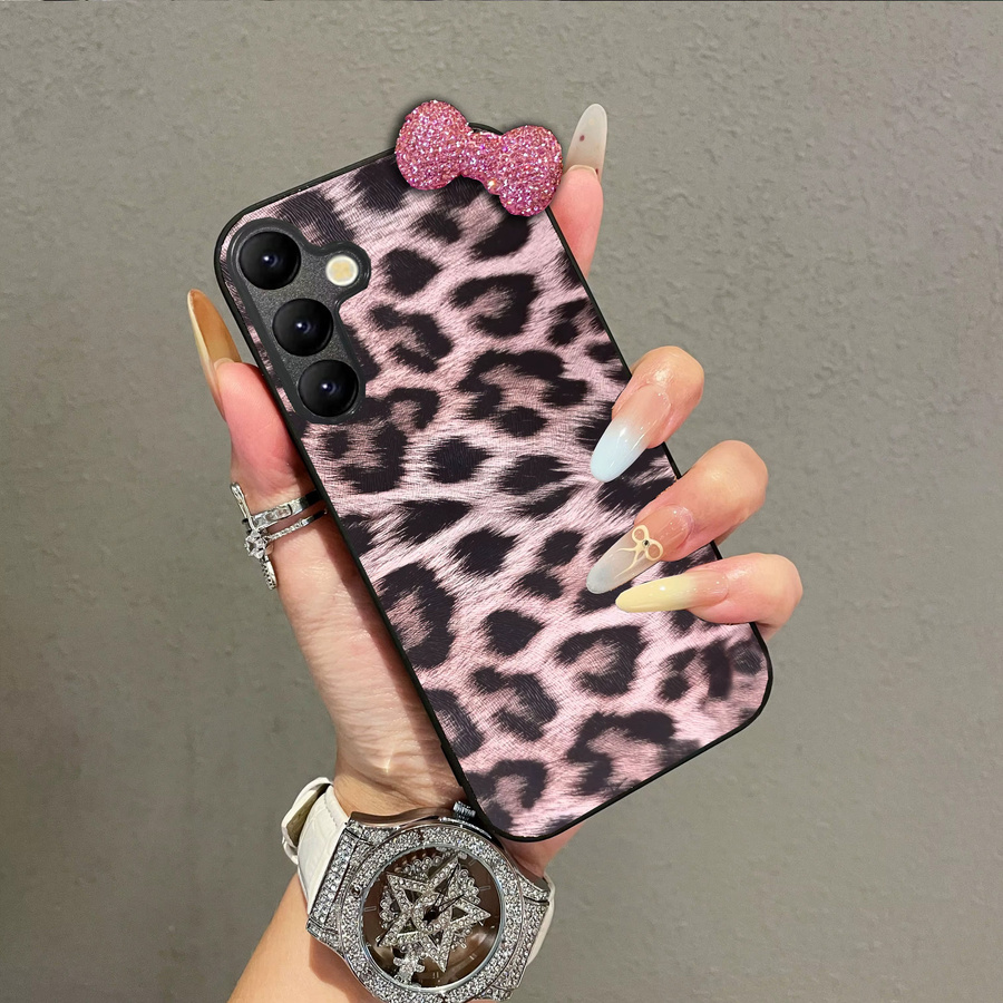 Samsung Galaxy Handyhülle mit 3D Diamond Bowknot Design in Leopardenoptik, Farbe: Braun, kompatibel mit Samsung Galaxy A13 bis A57 (4G/5G) - Bild 2