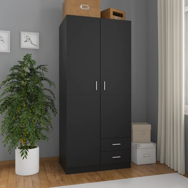 VIDAXL Kleiderschrank modern in Schwarz und Lila mit Türen und Schubladen, B/T/H: 80 x 52 x 180 cm - Bild 1