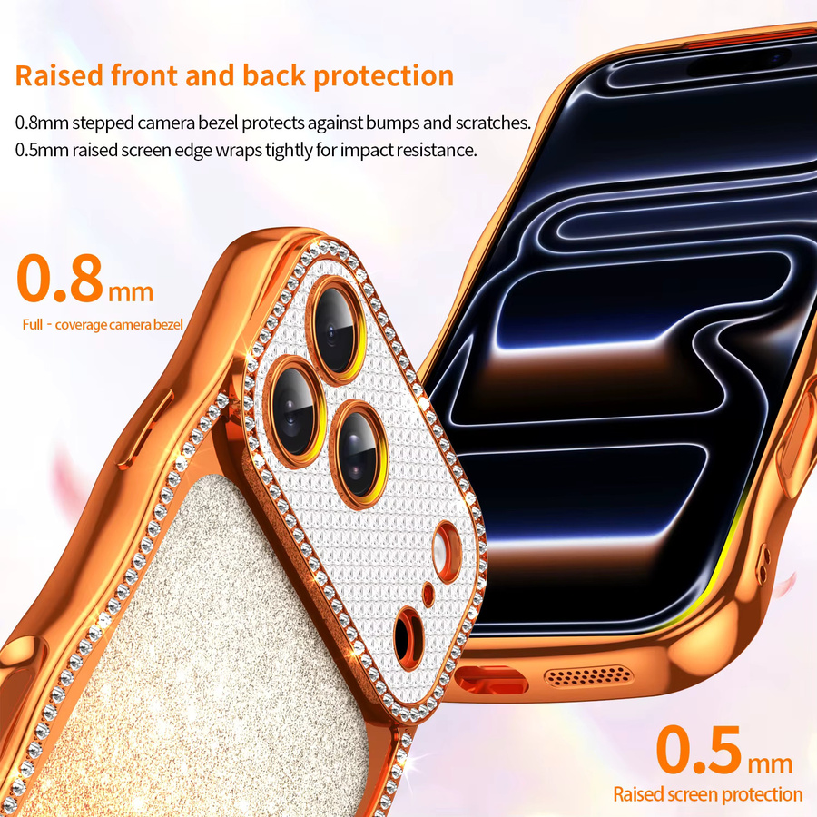 RPKKS Glitzernde Wellenkanten-Handyhülle für iPhone 17 16 15 14 13 Pro Max Stoßfeste Weiche Transparente Rückabdeckung - Bild 2