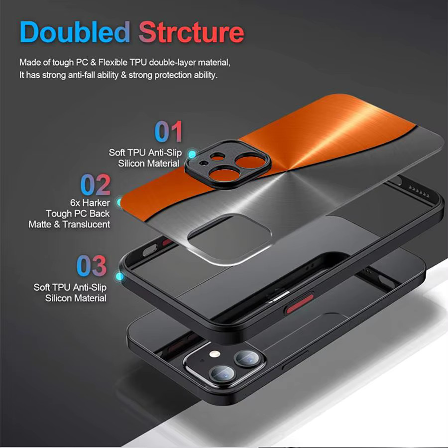 Schutzhülle mit gebürsteter Metallstruktur und Stahldruck für iPhone Modelle in Multicolor - Bild 4