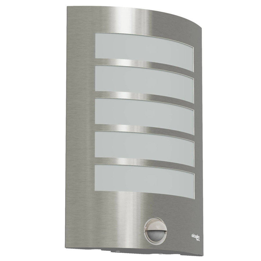 Oktaplex Alto Außenleuchte Wandlampe mit Bewegungsmelder und Dämmerungssensor, Edelstahl und Glas, Farbe: Silber, IP44 - Bild 2