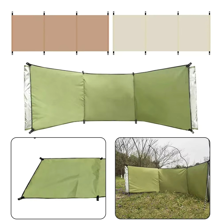 Tragbare Outdoor-Windschutzscheibe als Sichtschutz für Camping und Picknick in Grün, Gelb und Weiß - Bild 2