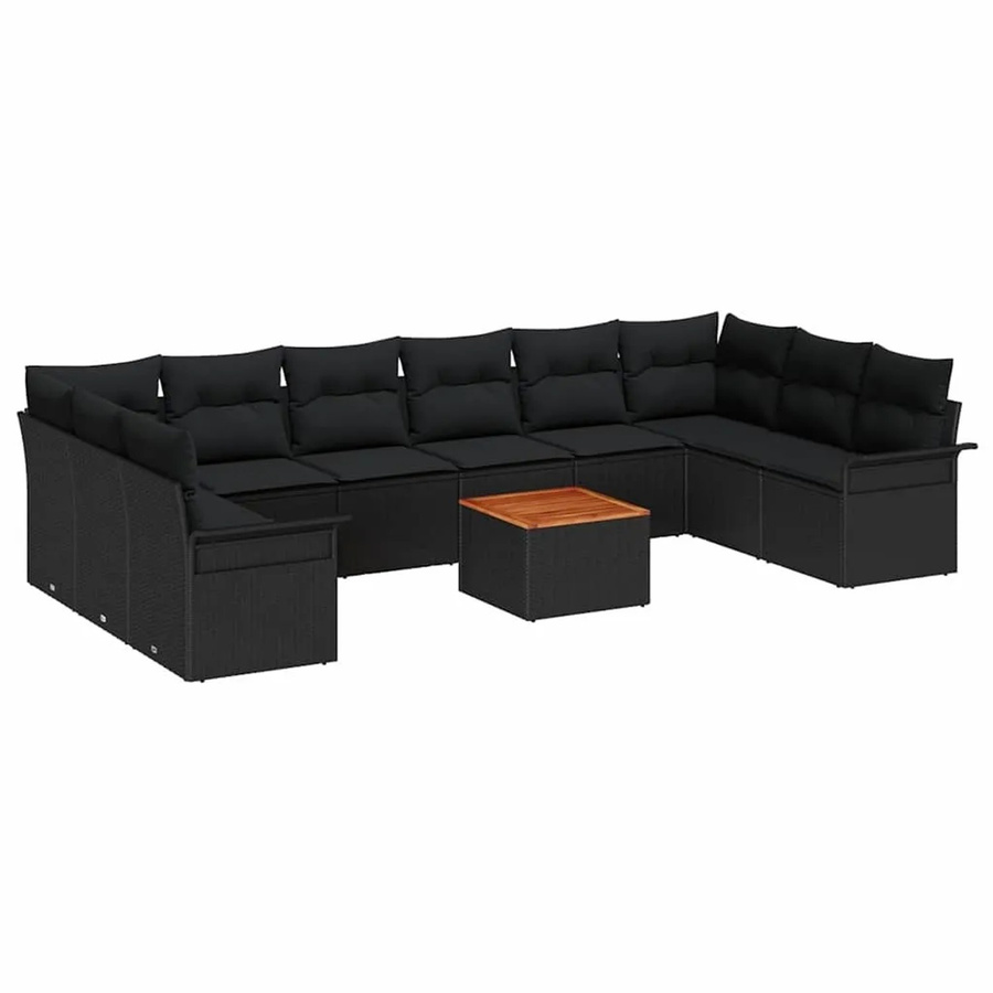 vidaXL Gartensofa-Set aus Poly-Rattan in Schwarz mit Polstern und integriertem Stauraum für Terrasse und Garten - Bild 2