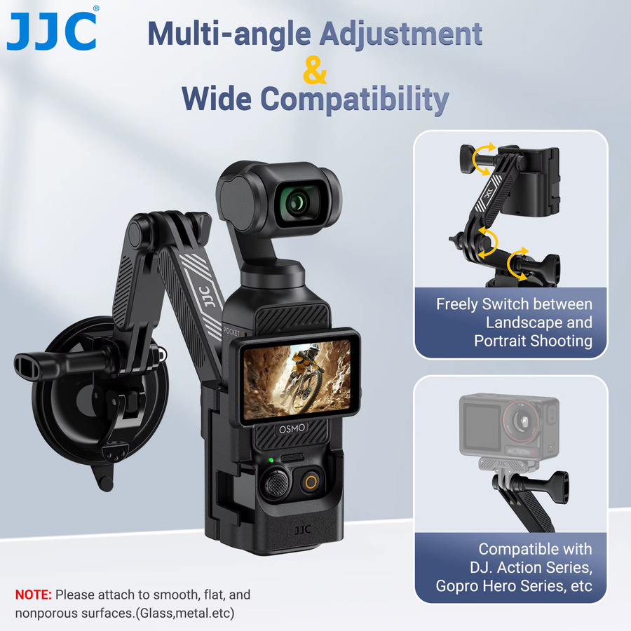 JJC Saugnapfhalterung für DJI Pocket 4, Auto-Halterung für Windschutzscheibe und Armaturenbrett, Erweiterungsadapter Zubehör, Schwarz - Bild 6