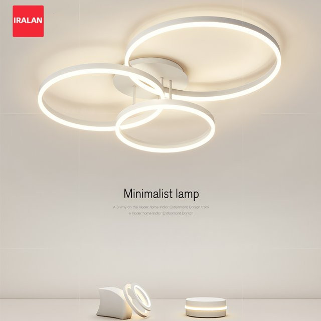 IRALAN Nordic Deckenleuchte im Ring-Design, skandinavischer Kronleuchter in Weiß für Wohnzimmer und Schlafzimmer - Bild 1