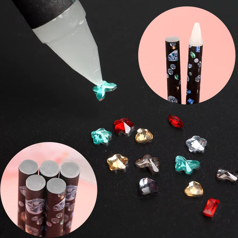 5-teiliges Nagelkunst-Strass-Stift-Set, klebriger Harzstift und Wachsstift - Bild 6