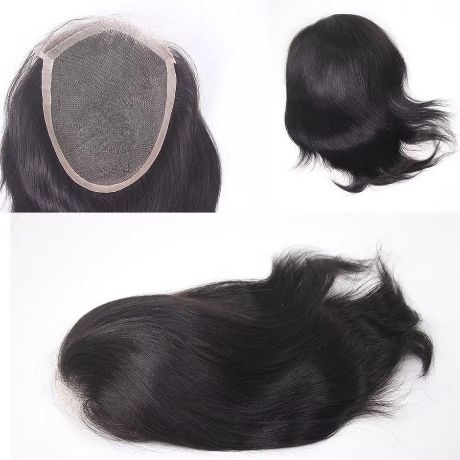 eseewigs Herrenperücke, Remy-Echthaar, Schweizer Spitze, Schwarz, Unisex - Bild 3