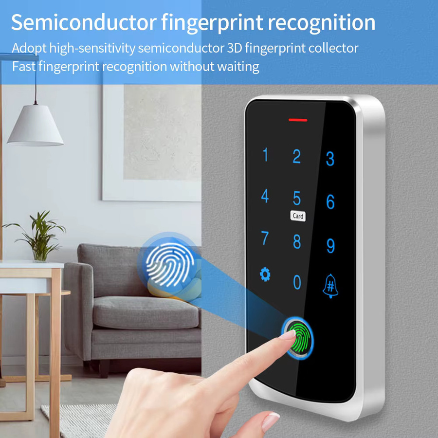 LUCKING DOOR Zugangskontrollsystem in Schwarz mit Tuya App, NFC, Bluetooth, RFID, IC, Fingerabdruck und hintergrundbeleuchtetem Touchscreen, IP65 wasserdicht - Bild 3