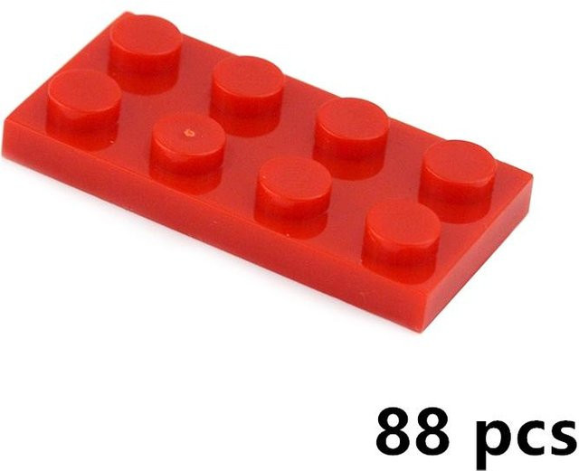 Leduo Figurensteine Platte 2x4 Noppen, rot, 88-teiliges Set, ab 6 Jahren - Bild 1