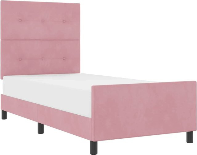 vidaXL Boxspringbett mit Kopfteil in Rosa aus Samt, B/T/H: 90 x 190 x 128 cm - Bild 1