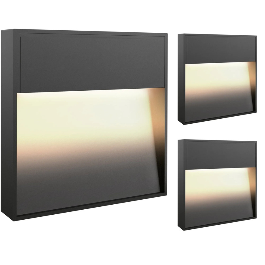 SSC-LuXon ELEVA 3er Set LED Wandleuchten für Treppen und Außenbereiche in Anthrazit, IP54, Warmweiß - Bild 2