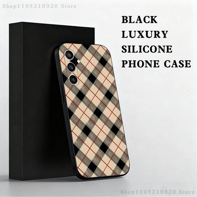 Schottische Karomuster Handyhülle aus weichem Silikon für Samsung Galaxy S25 S24 S23 S22 S21 S20 S10 Ultra Plus Lite FE in Schwarz und Multicolour - Bild 1