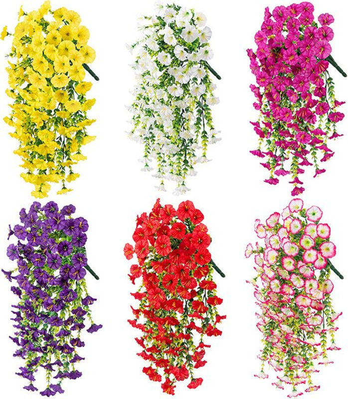 2er-Set künstliche hängende Pflanzen von xunyihappy mit Morning Glory und Eukalyptus in Mehrfarbig für Garten, Hochzeit und Dekoration - Bild 1