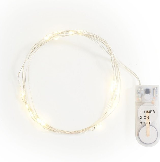 VBS Micro-LED-Lichterkette mit 20 LEDs in Transparent und Weiß mit Timer und Batteriebetrieb - Bild 1
