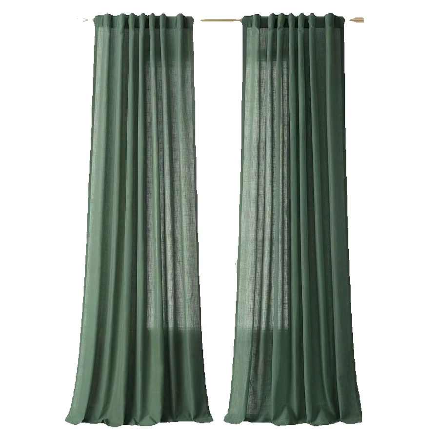 2 Stück JCyh Rainbow Decor Transparente Vorhänge in Leinenoptik, Grüner Tüll für Wohnzimmer und Kinderzimmer, B/H: 132 x 160 cm - Bild 6